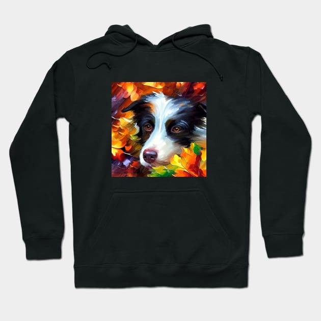 Border Collie - Face Among Foliage Hoodie by ArtistsQuest